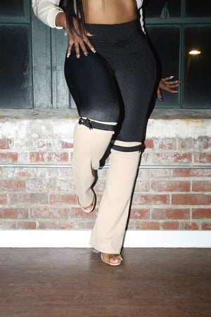 BUCKLED CONTRAST PANTS