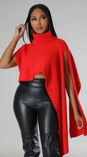 HIGH NECK KNIT CROP SWEATER (ONE SIZE)